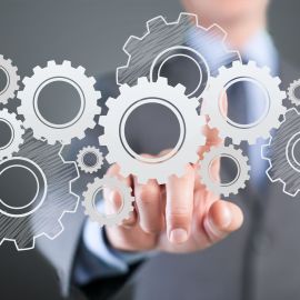 portrait of Businessman push to  Opportunity button on virtual screen